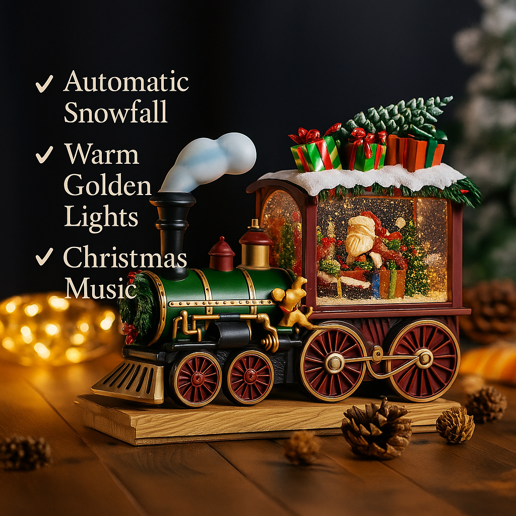 Christmas Train Snow Globe – Automatic Snowfall, Warm Lights & Christmas Music