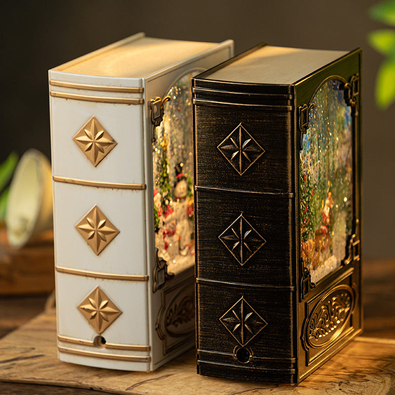 Enchanted Storybook Lantern – Automatic Snowfall, Warm Glow & Music