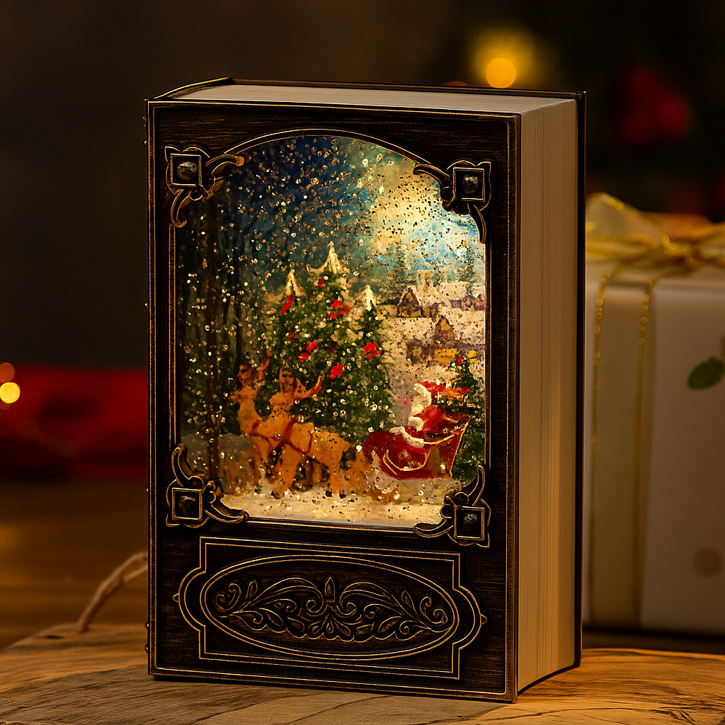 Enchanted Storybook Lantern – Automatic Snowfall, Warm Glow & Music
