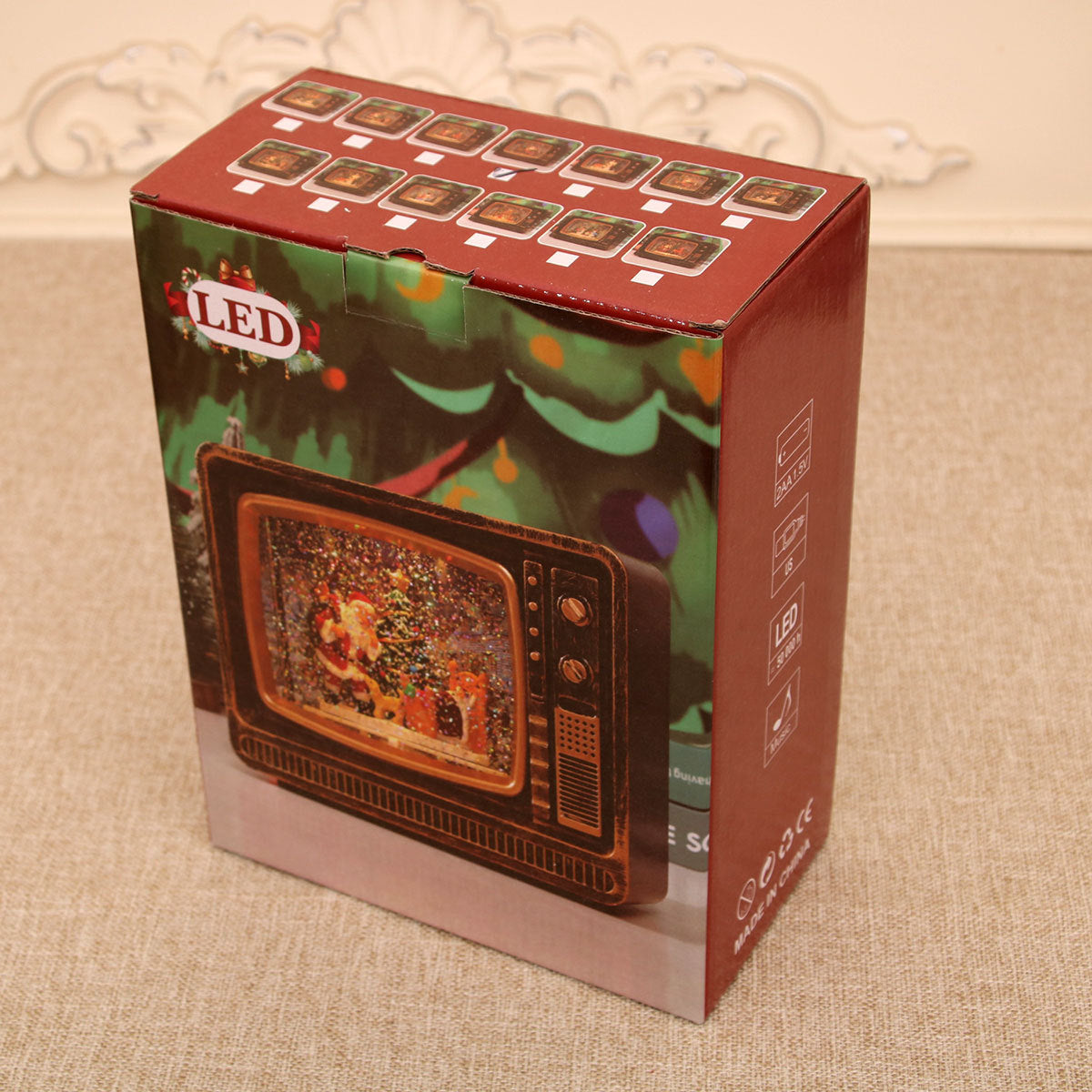 Retro Christmas TV – Automatic Snowfall, Warm LED Glow & Santa Scene