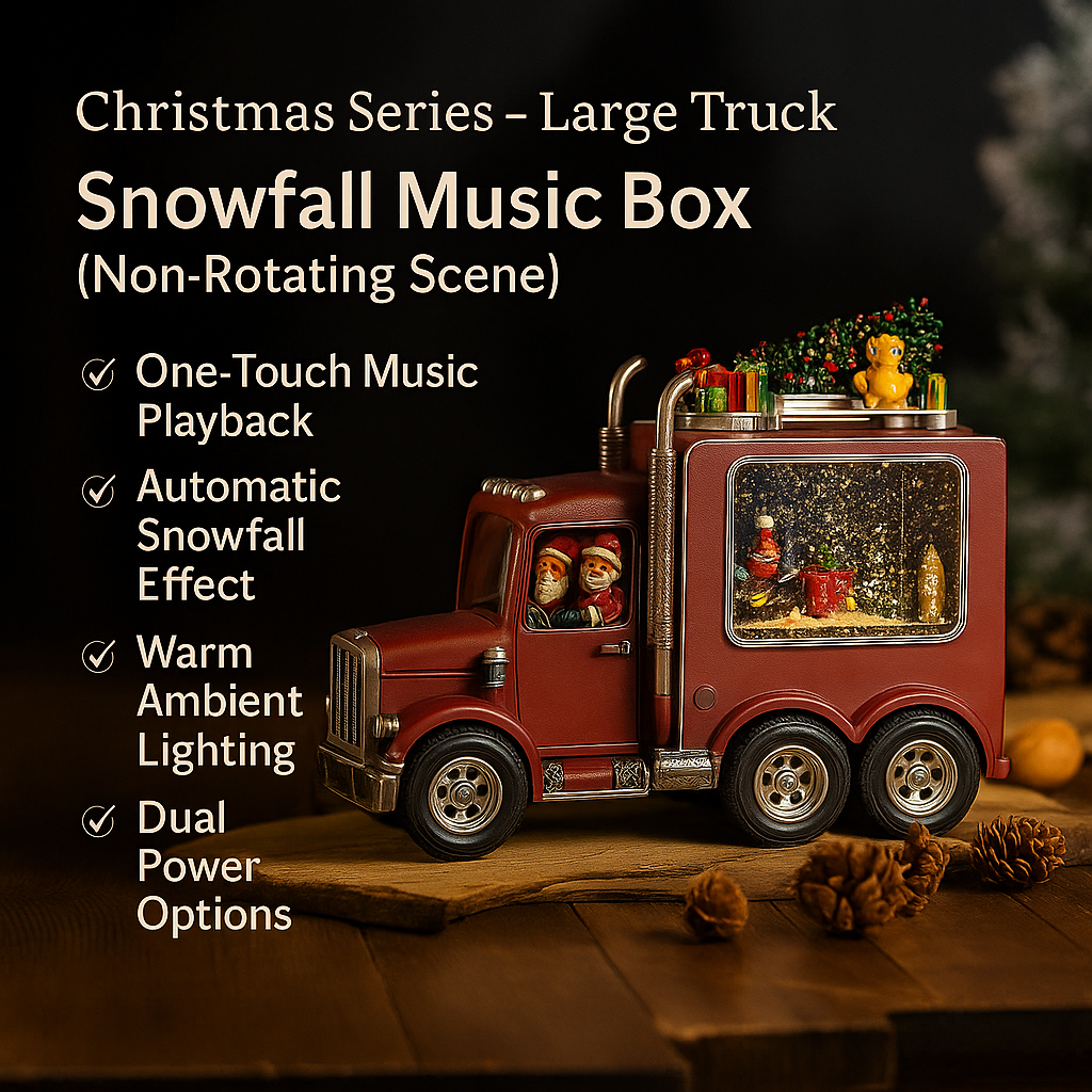 Snow Globe Truck – Retro Christmas Pickup with Automatic Snow & LED
