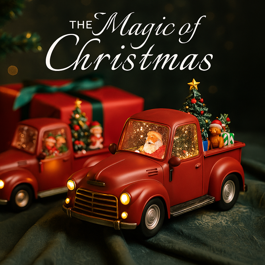 Snow Globe Truck – Retro Christmas Pickup with Automatic Snow & LED