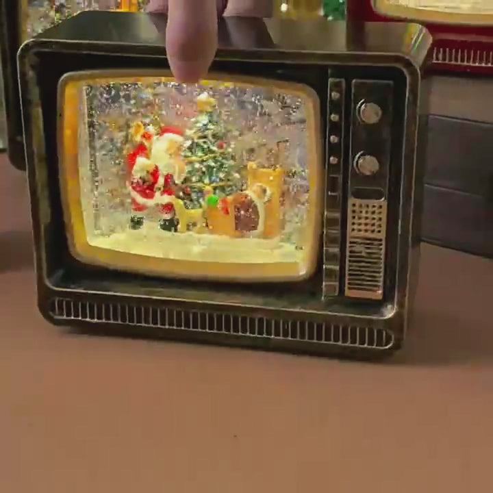 Retro Christmas TV – Automatic Snowfall, Warm LED Glow & Santa Scene