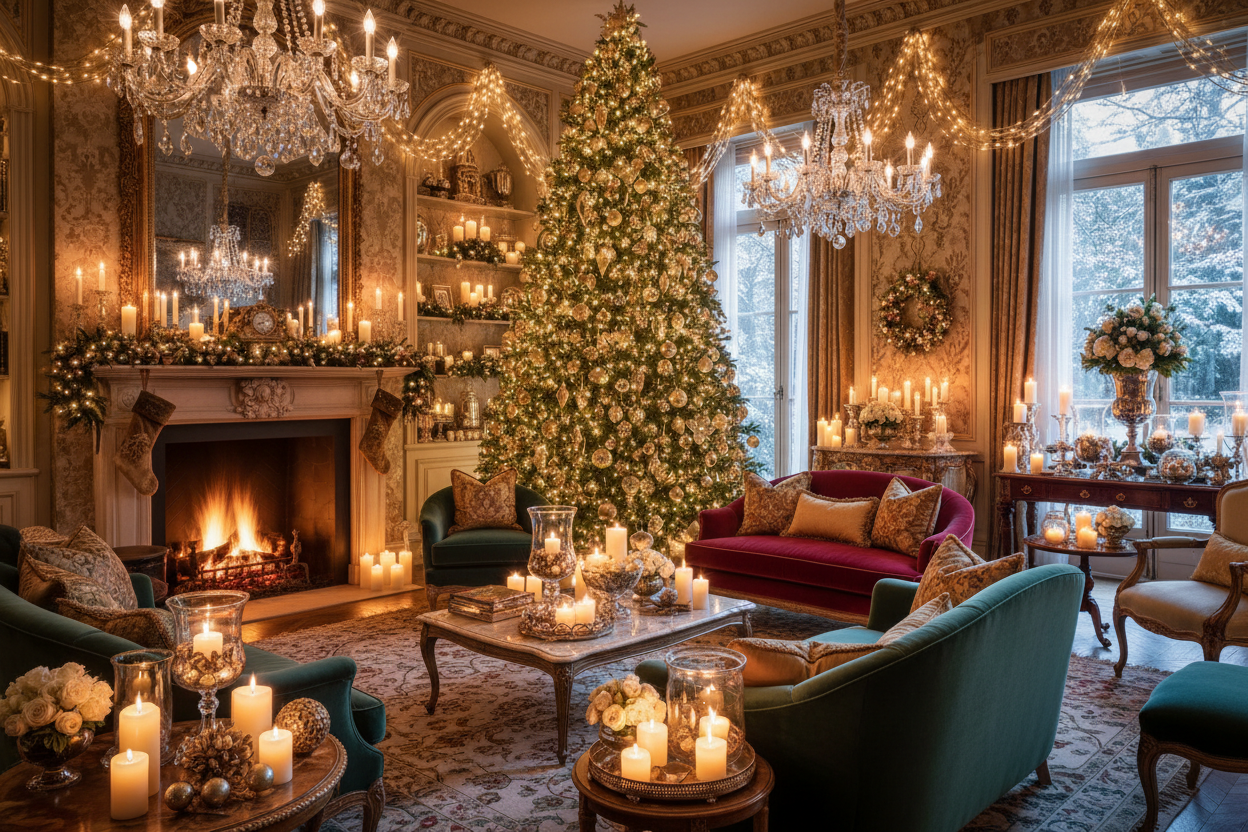 Salon luxueux avec lumières de Noël